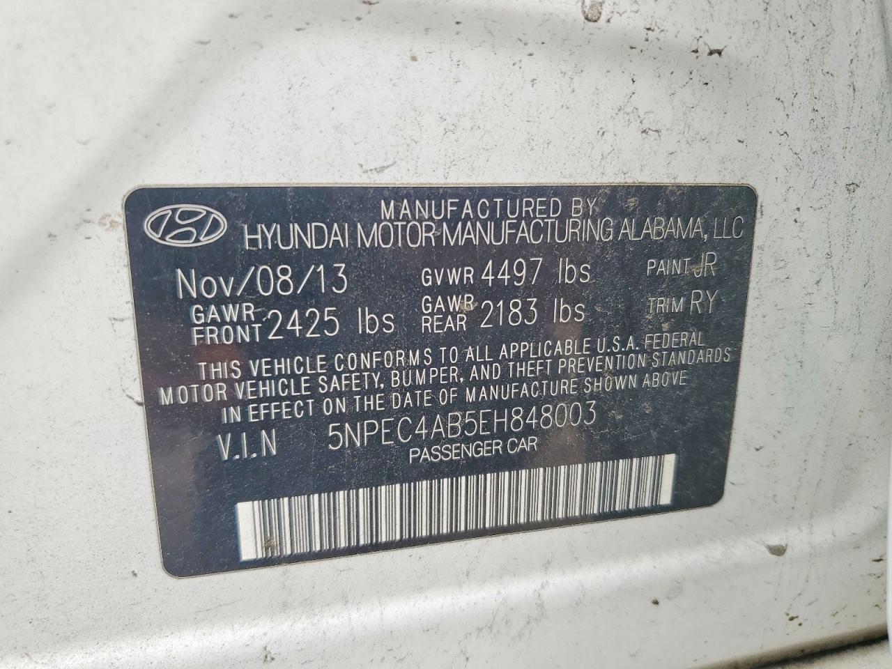 2014 Hyundai Sonata Limited 2.0t White vin: 5NPEC4AB5EH848003