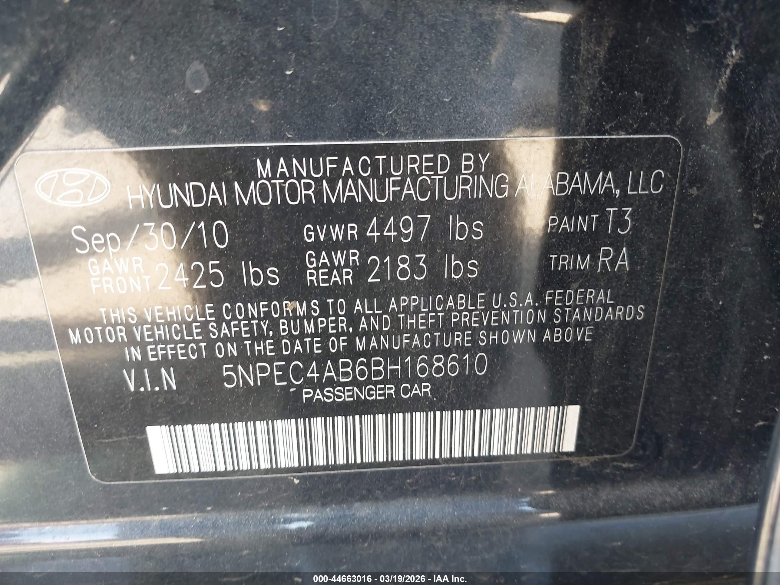 2011 Hyundai Sonata Se 2.0t Gray vin: 5NPEC4AB6BH168610