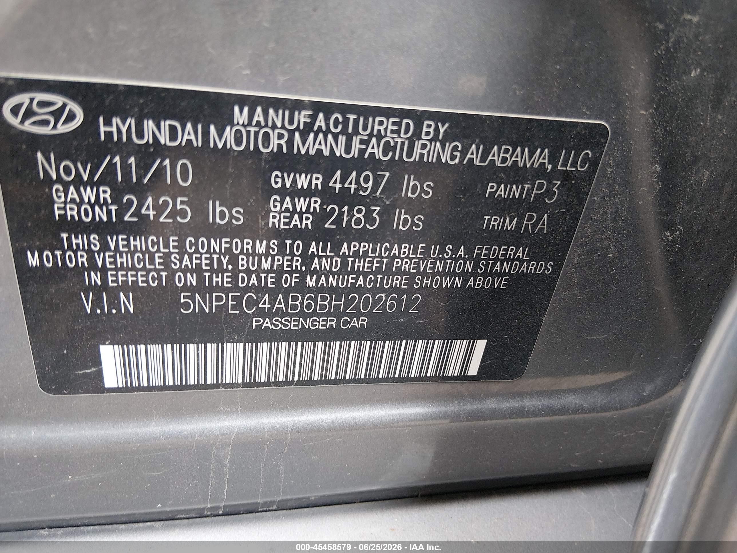 2011 Hyundai Sonata Limited 2.0t Gray vin: 5NPEC4AB6BH202612