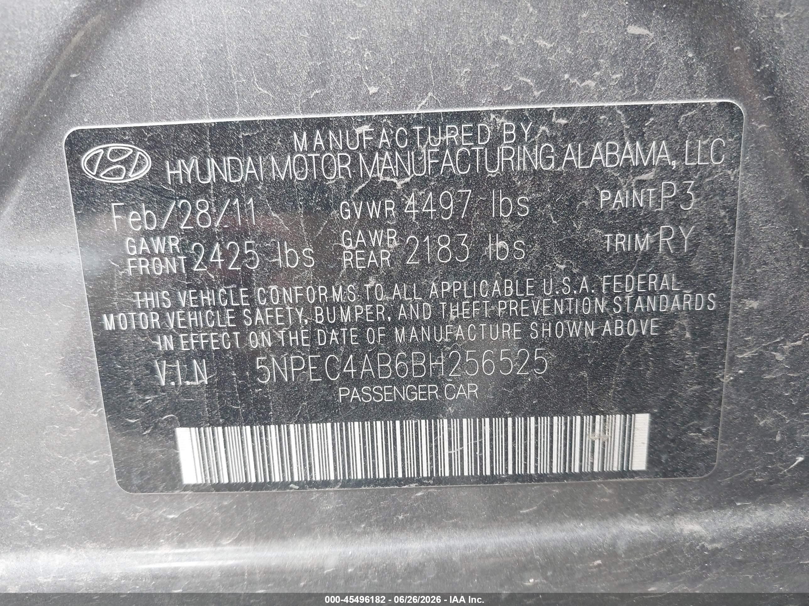 2011 Hyundai Sonata Limited 2.0t Gray vin: 5NPEC4AB6BH256525