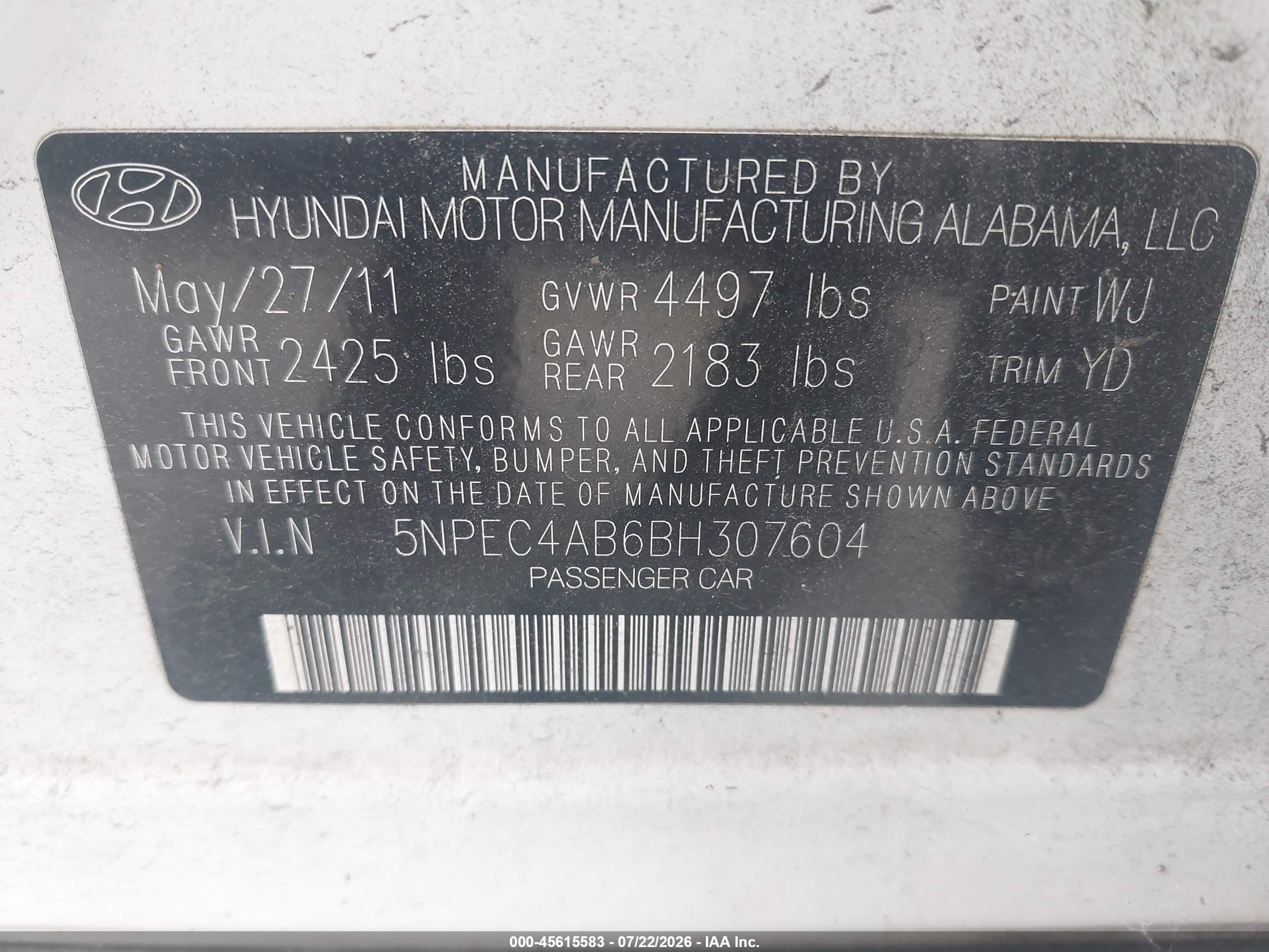 2011 Hyundai Sonata Limited 2.0t White vin: 5NPEC4AB6BH307604