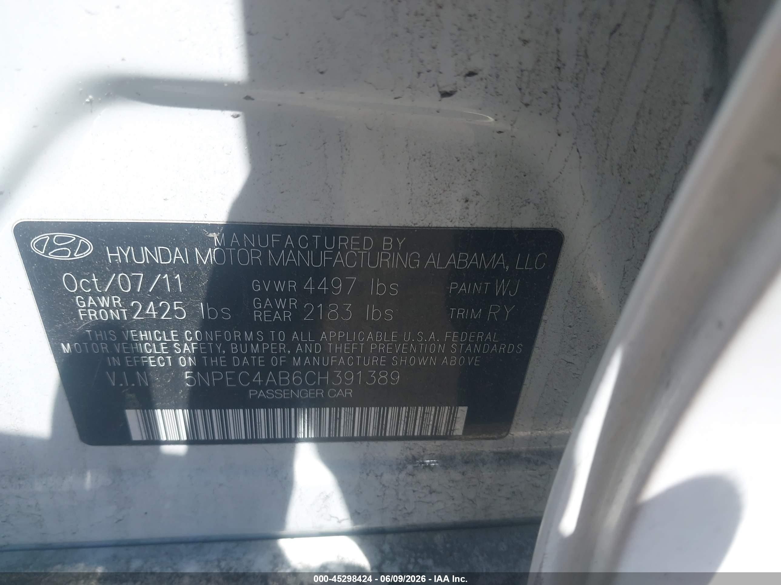 2012 Hyundai Sonata Limited 2.0t Серебряный vin: 5NPEC4AB6CH391389