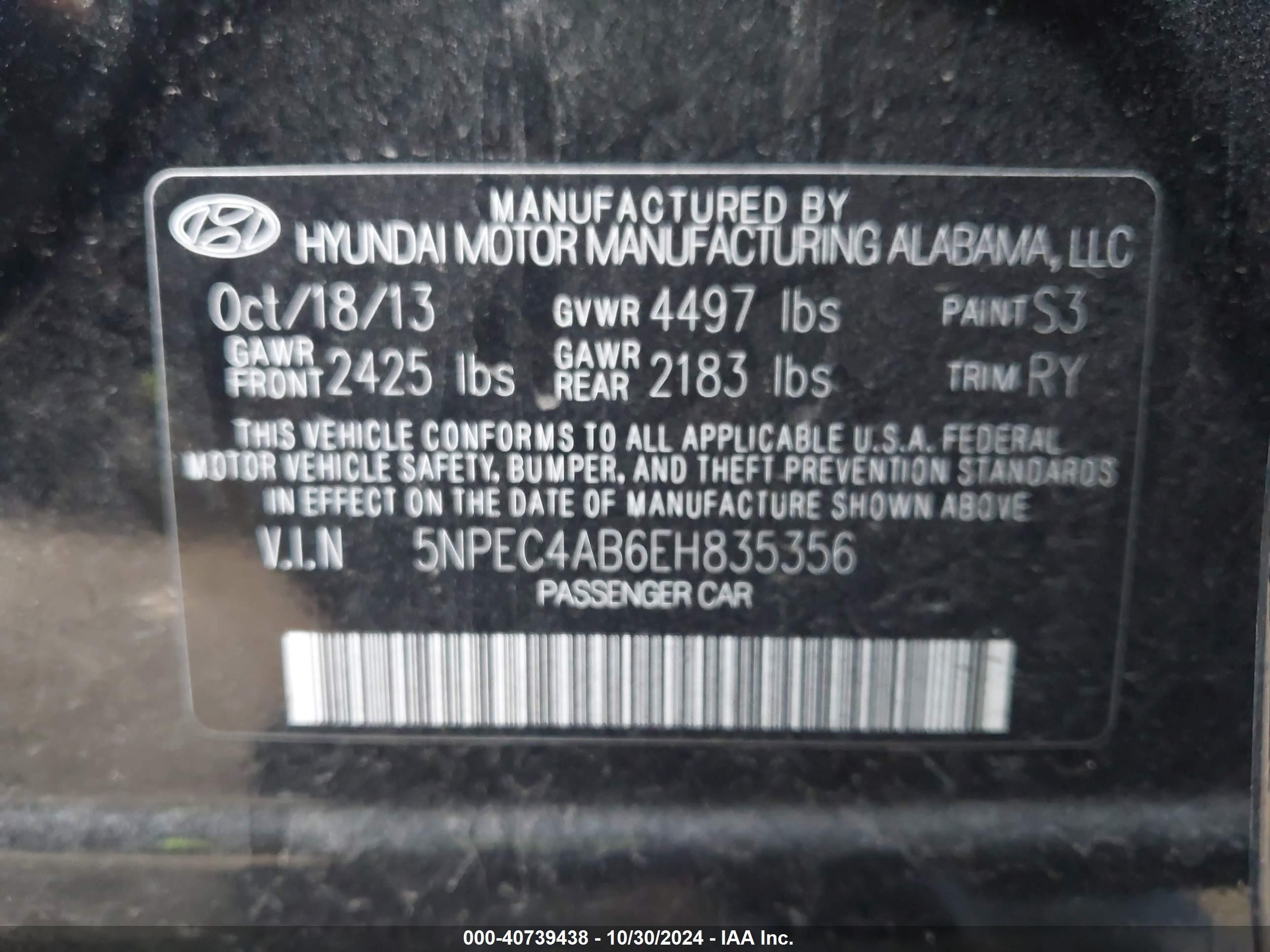 2014 Hyundai Sonata Limited Black vin: 5NPEC4AB6EH835356