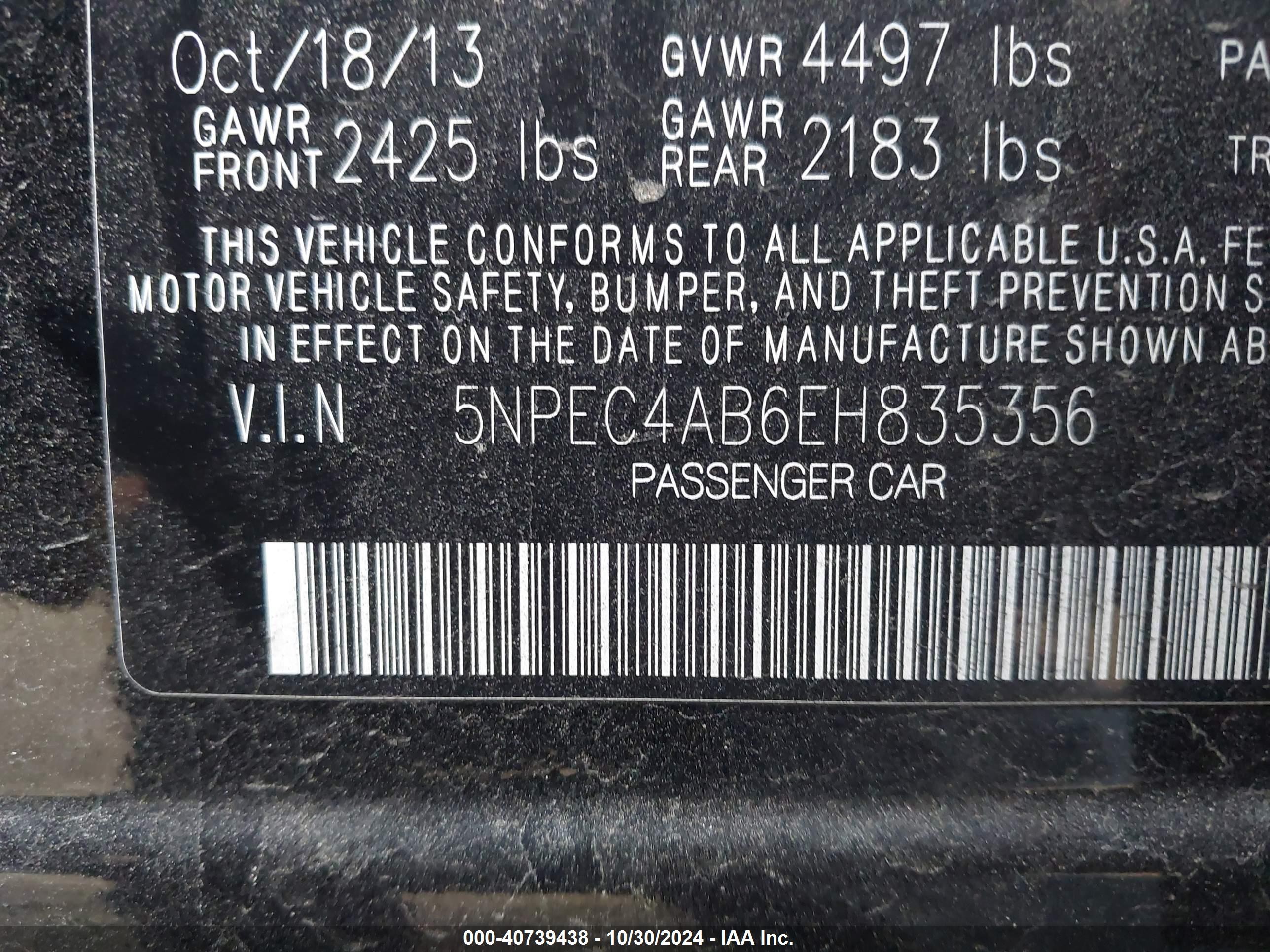 2014 Hyundai Sonata Limited Black vin: 5NPEC4AB6EH835356