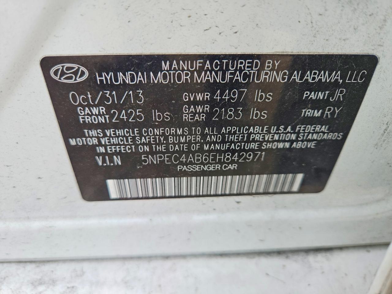 2014 Hyundai Sonata Se 2.0t Белый vin: 5NPEC4AB6EH842971