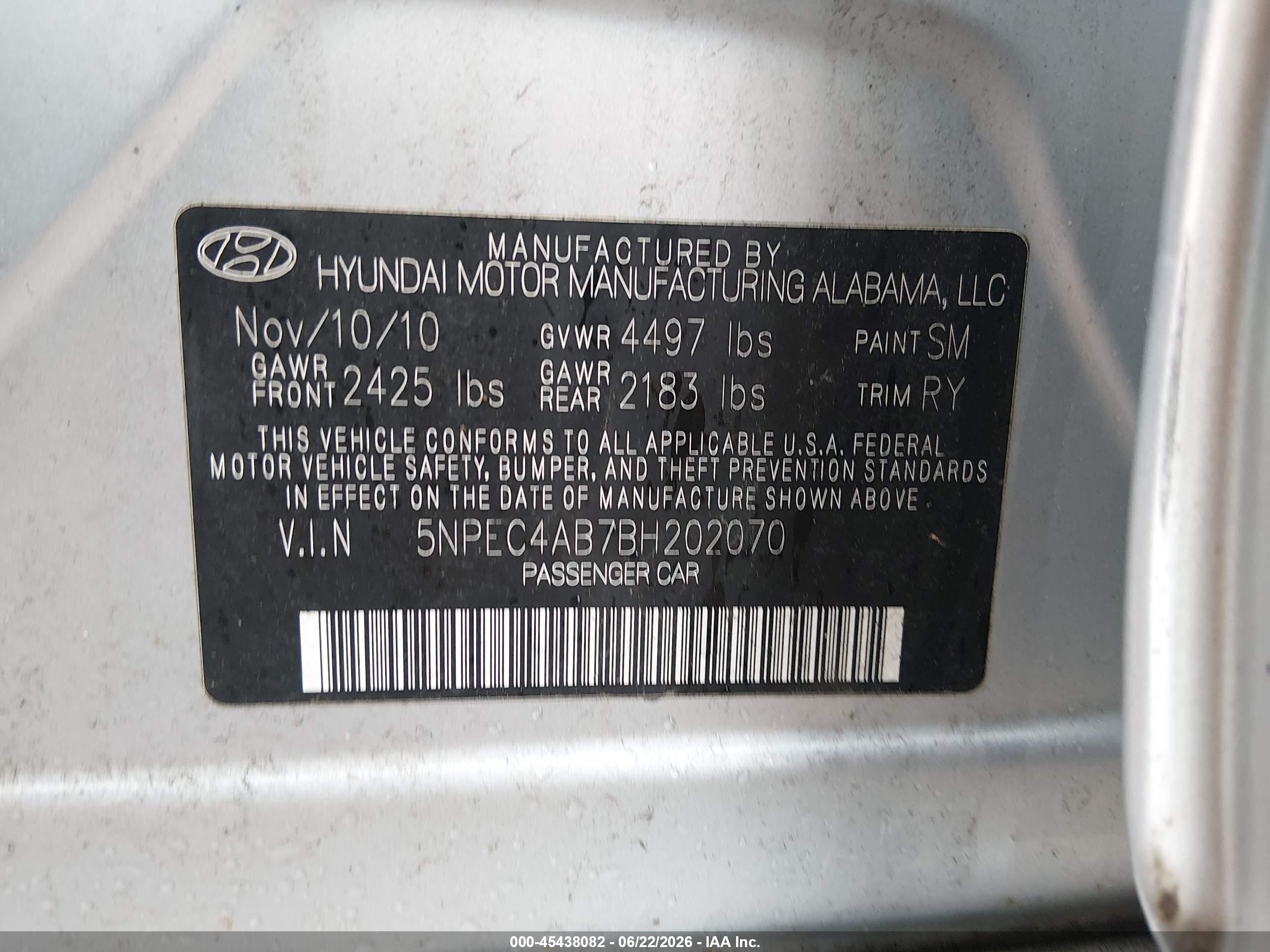 2011 Hyundai Sonata Limited 2.0t Gray vin: 5NPEC4AB7BH202070