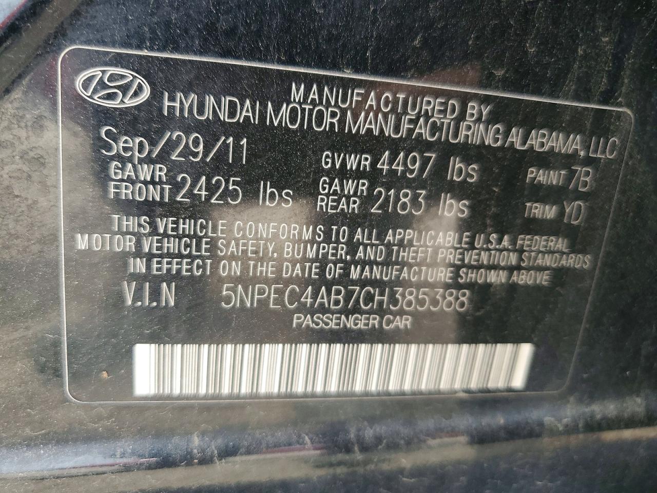 2012 Hyundai Sonata Limited 2.0t Black vin: 5NPEC4AB7CH385388