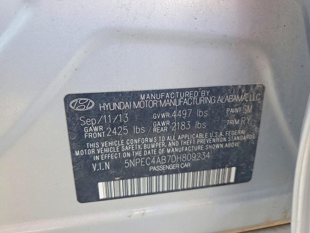 2013 Hyundai Sonata Limited 2.0t Серебряный vin: 5NPEC4AB7DH809234