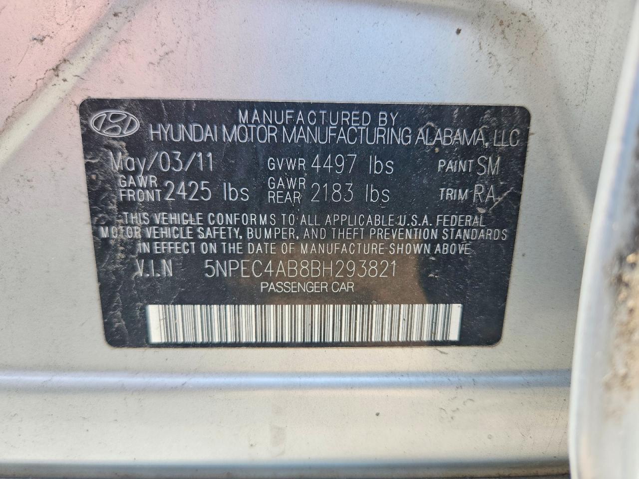 2011 Hyundai Sonata Limited 2.0t Серебряный vin: 5NPEC4AB8BH293821