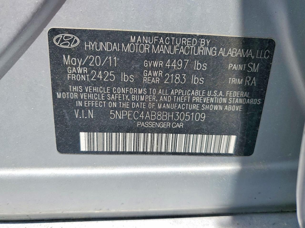 2011 Hyundai Sonata Limited 2.0t Silver vin: 5NPEC4AB8BH305109