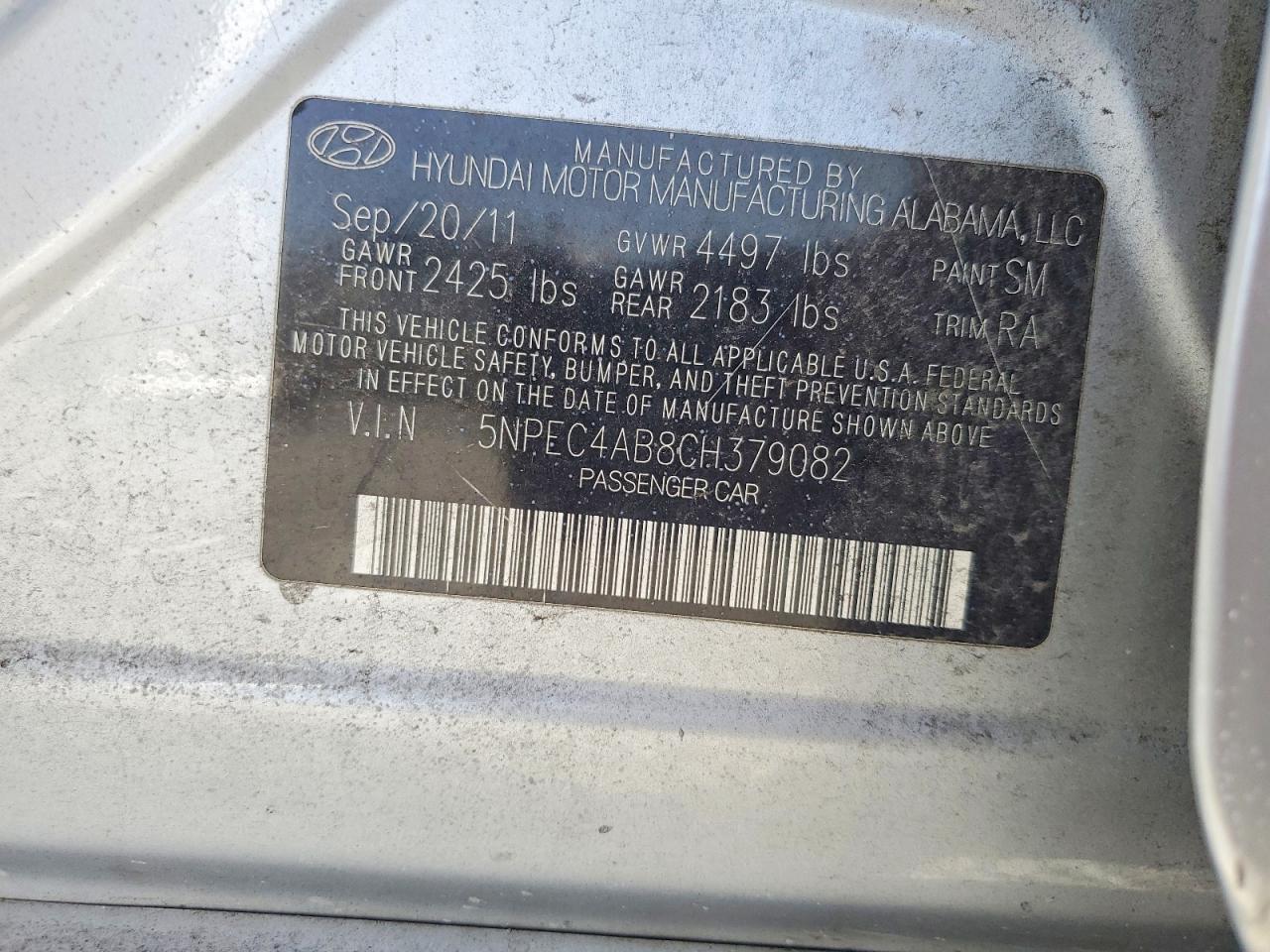 2012 Hyundai Sonata Limited 2.0t Silver vin: 5NPEC4AB8CH379082