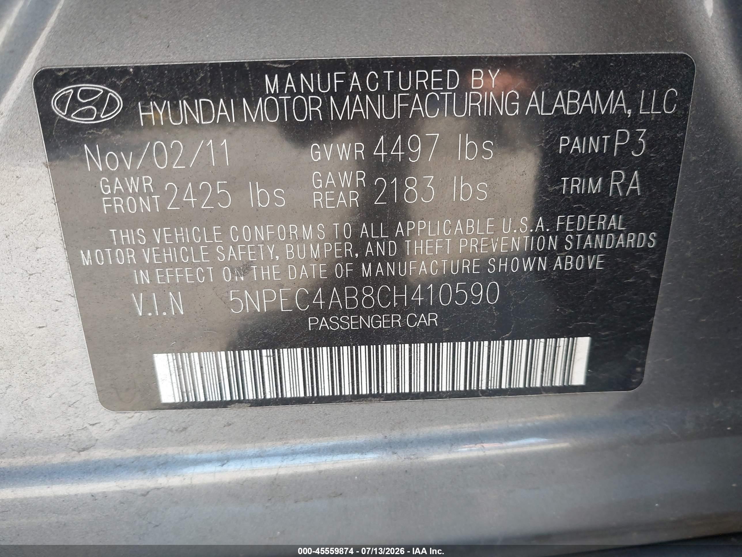2012 Hyundai Sonata Se 2.0t Gray vin: 5NPEC4AB8CH410590