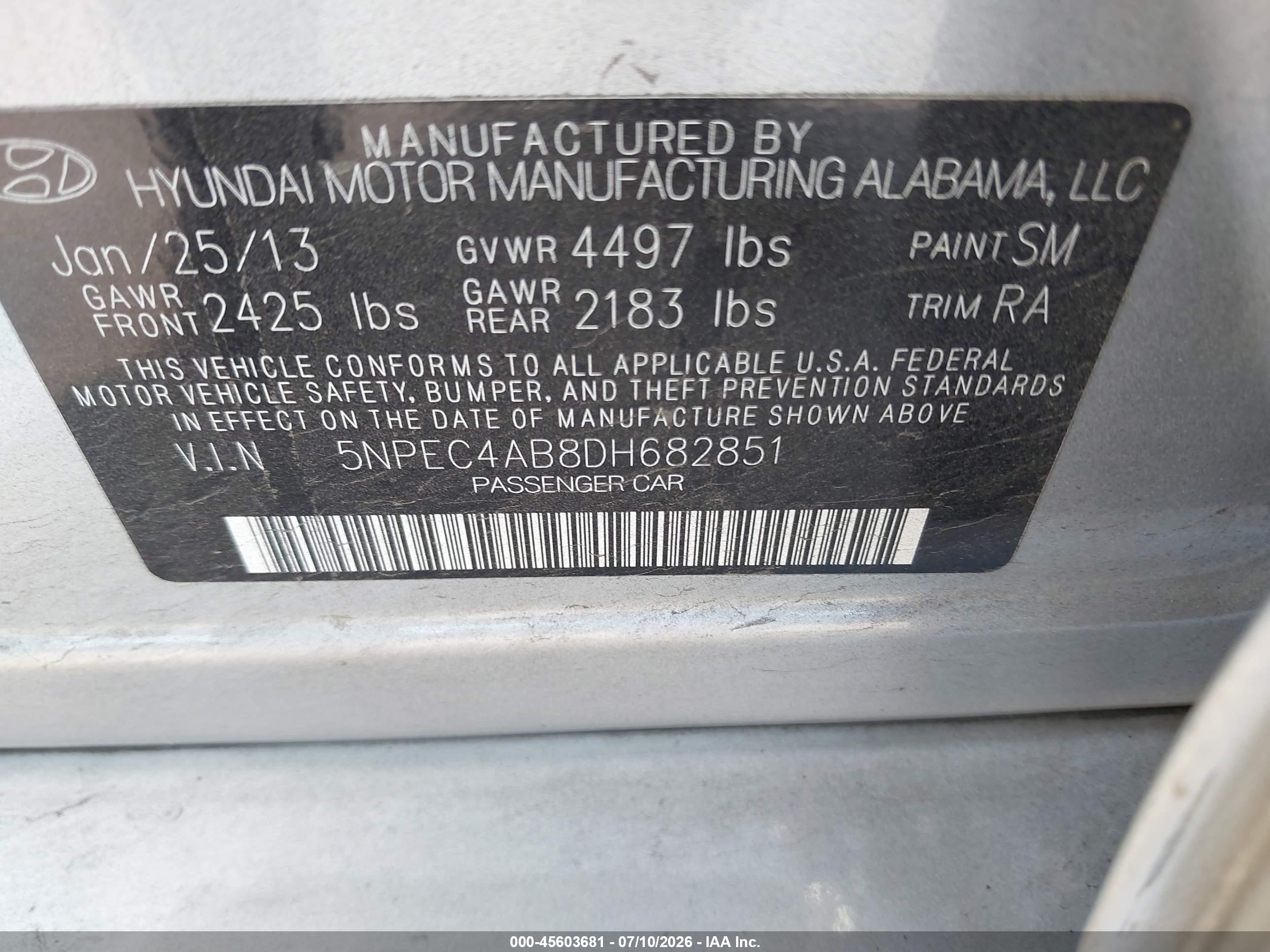 2013 Hyundai Sonata Limited 2.0t Silver vin: 5NPEC4AB8DH682851