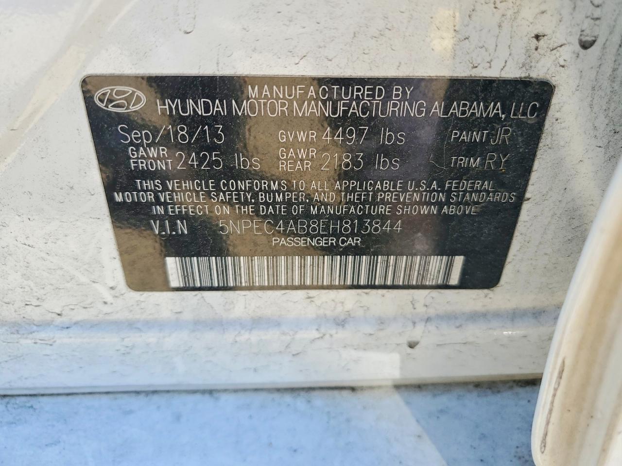 2014 Hyundai Sonata Se 2.0t White vin: 5NPEC4AB8EH813844