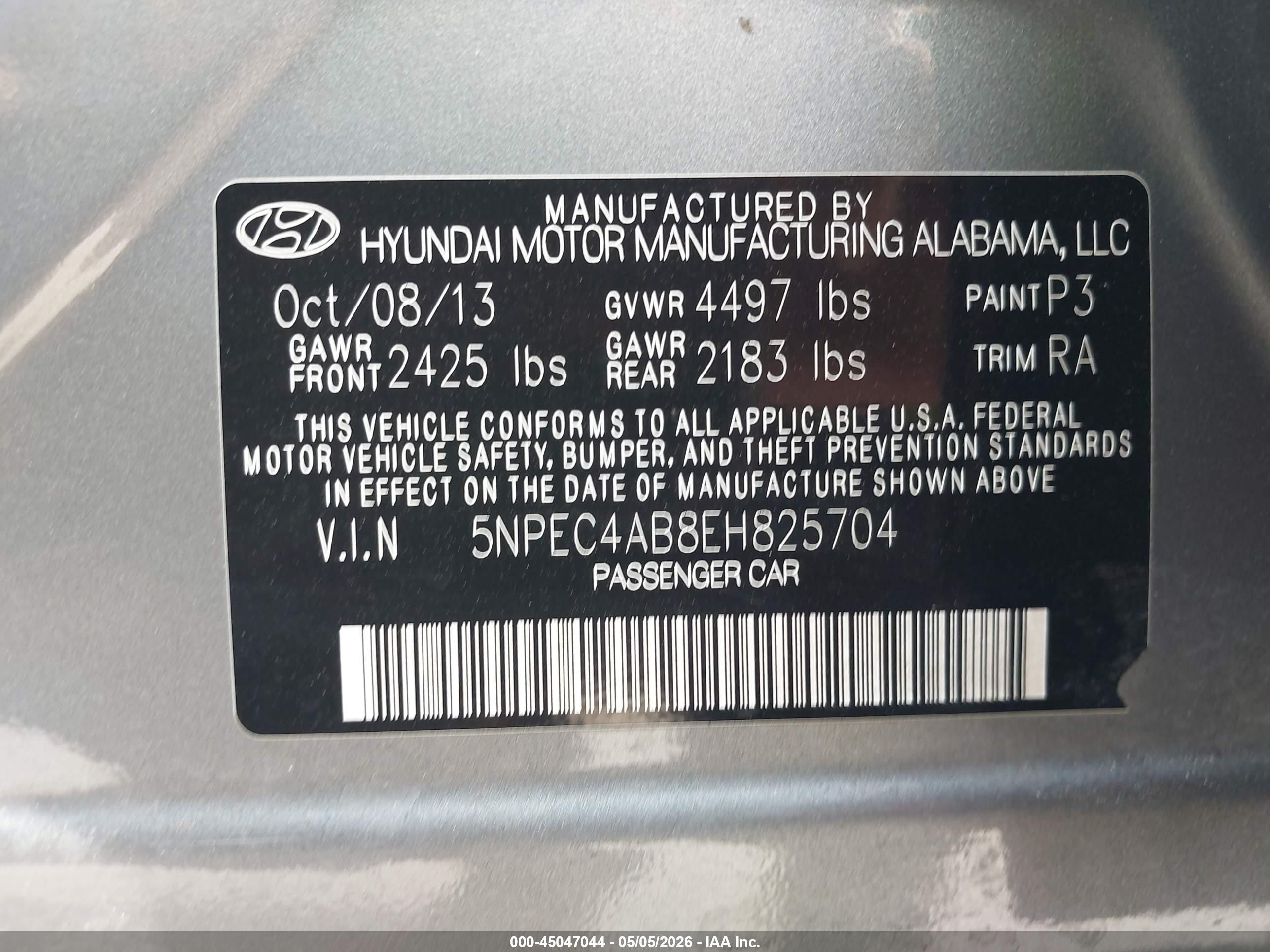 2014 Hyundai Sonata Limited 2.0t Gray vin: 5NPEC4AB8EH825704