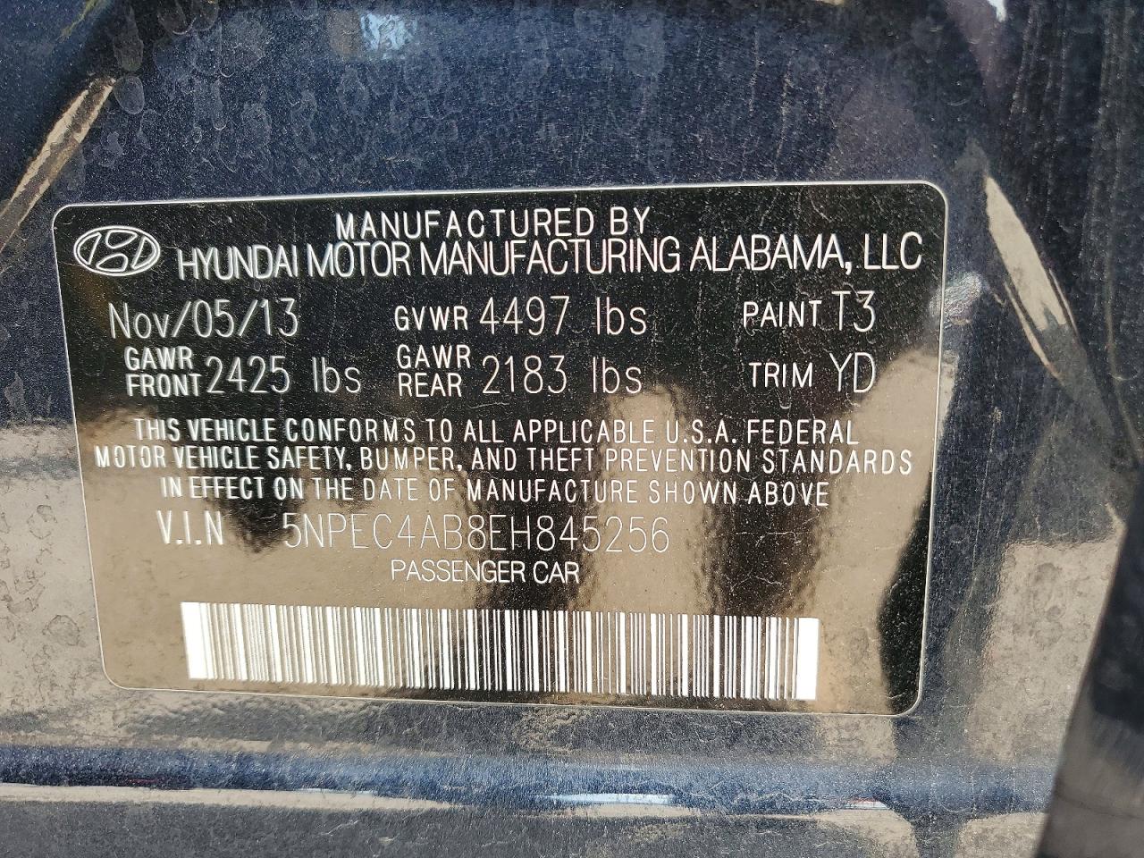 2014 Hyundai Sonata Limited 2.0t Charcoal vin: 5NPEC4AB8EH845256