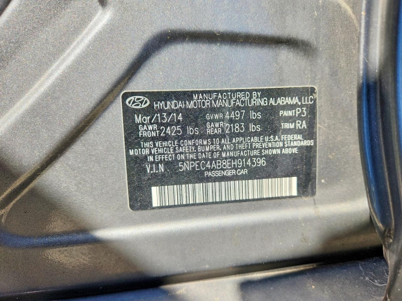 2014 Hyundai Sonata Limited 2.0t Gray vin: 5NPEC4AB8EH914396