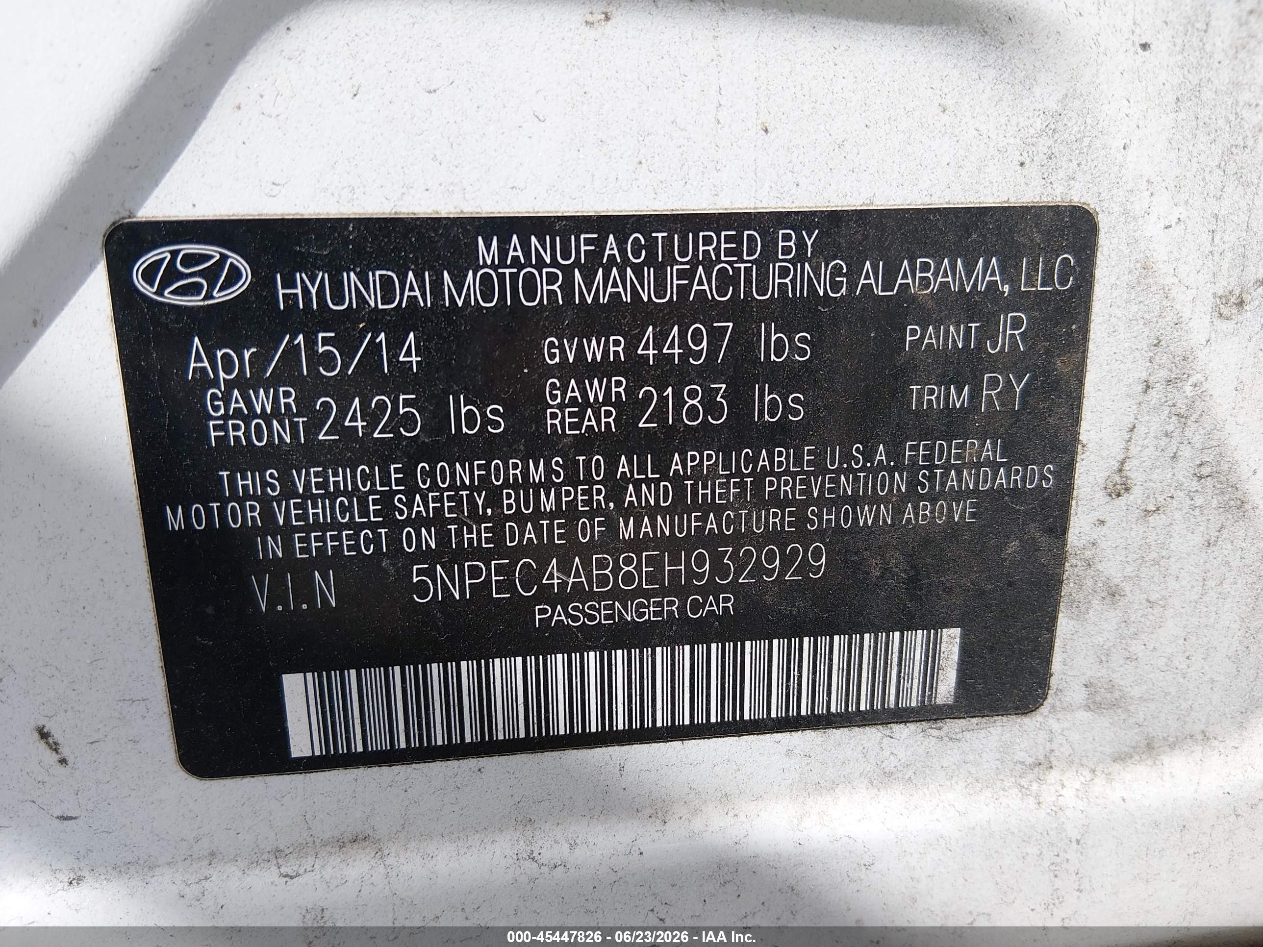 2014 Hyundai Sonata Limited 2.0t White vin: 5NPEC4AB8EH932929