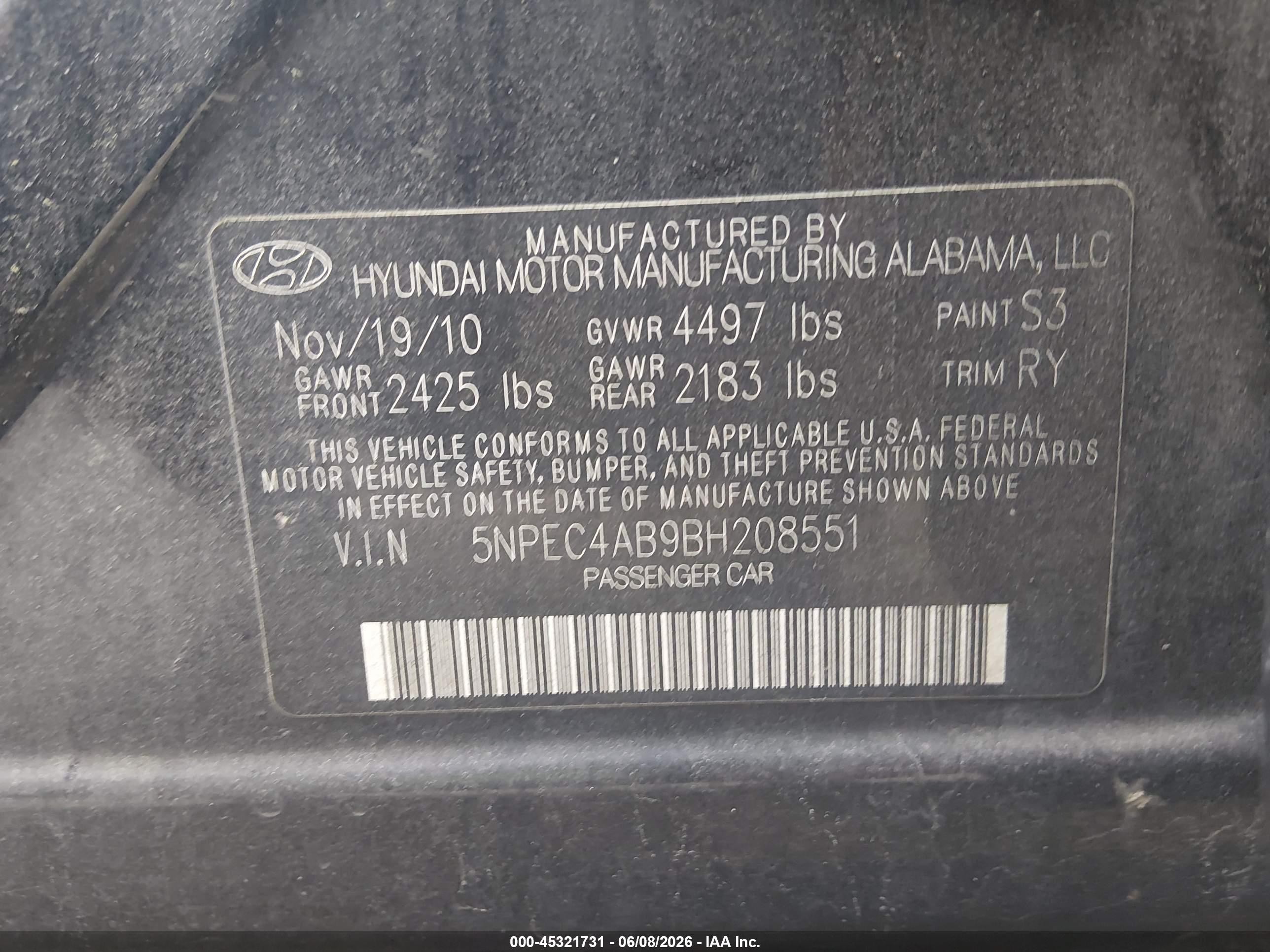 2011 Hyundai Sonata Limited 2.0t Черный vin: 5NPEC4AB9BH208551