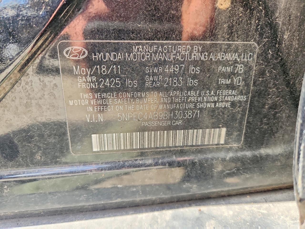 2011 Hyundai Sonata Limited 2.0t Black vin: 5NPEC4AB9BH303871