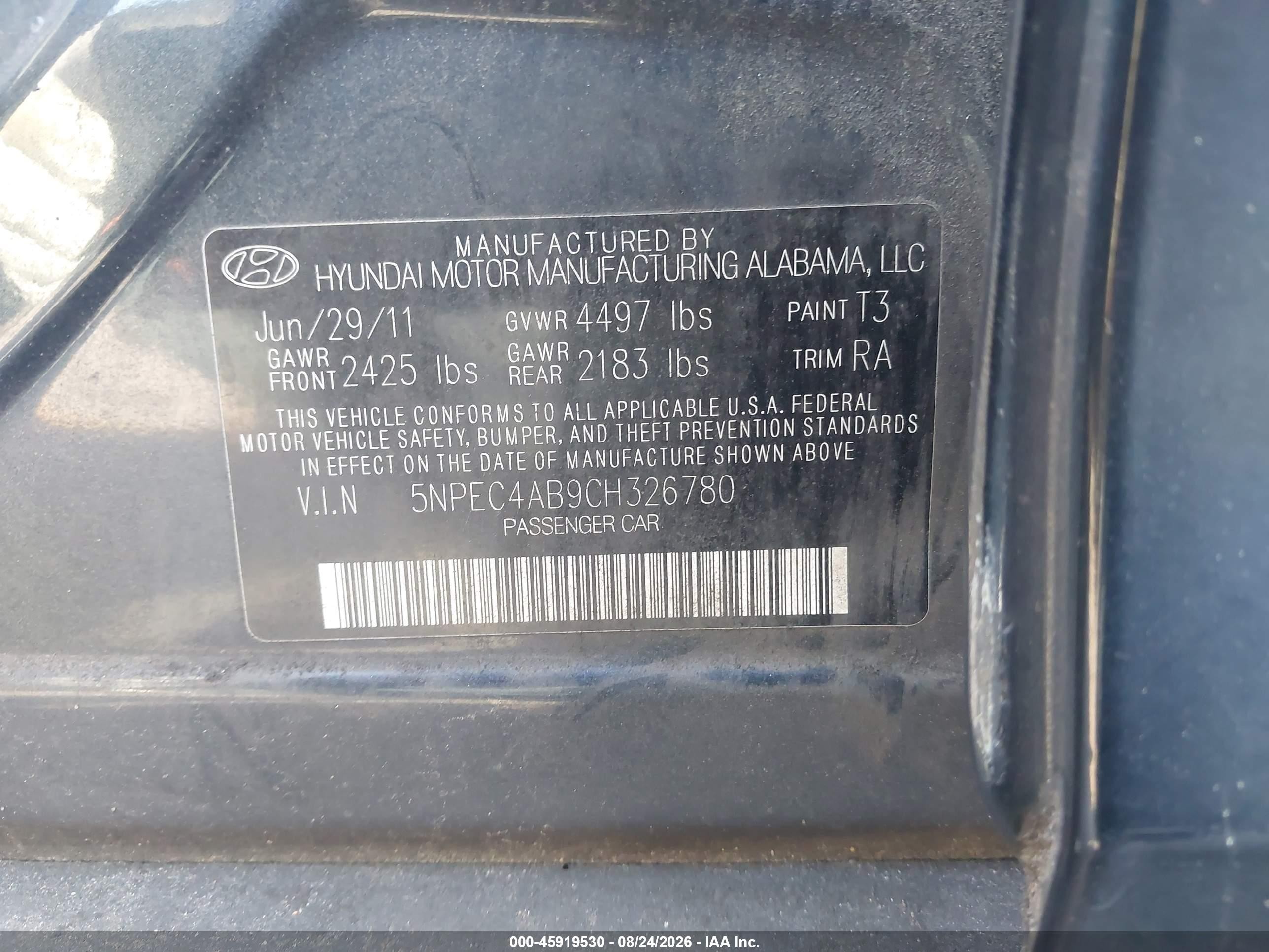 2012 Hyundai Sonata Limited 2.0t Black vin: 5NPEC4AB9CH326780