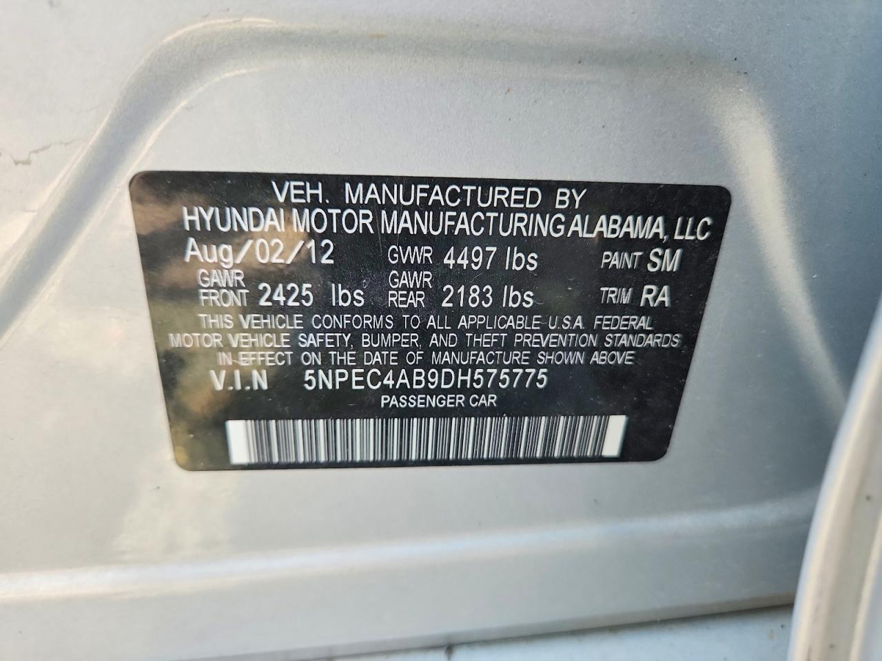 2013 Hyundai Sonata Limited 2.0t Silver vin: 5NPEC4AB9DH575775