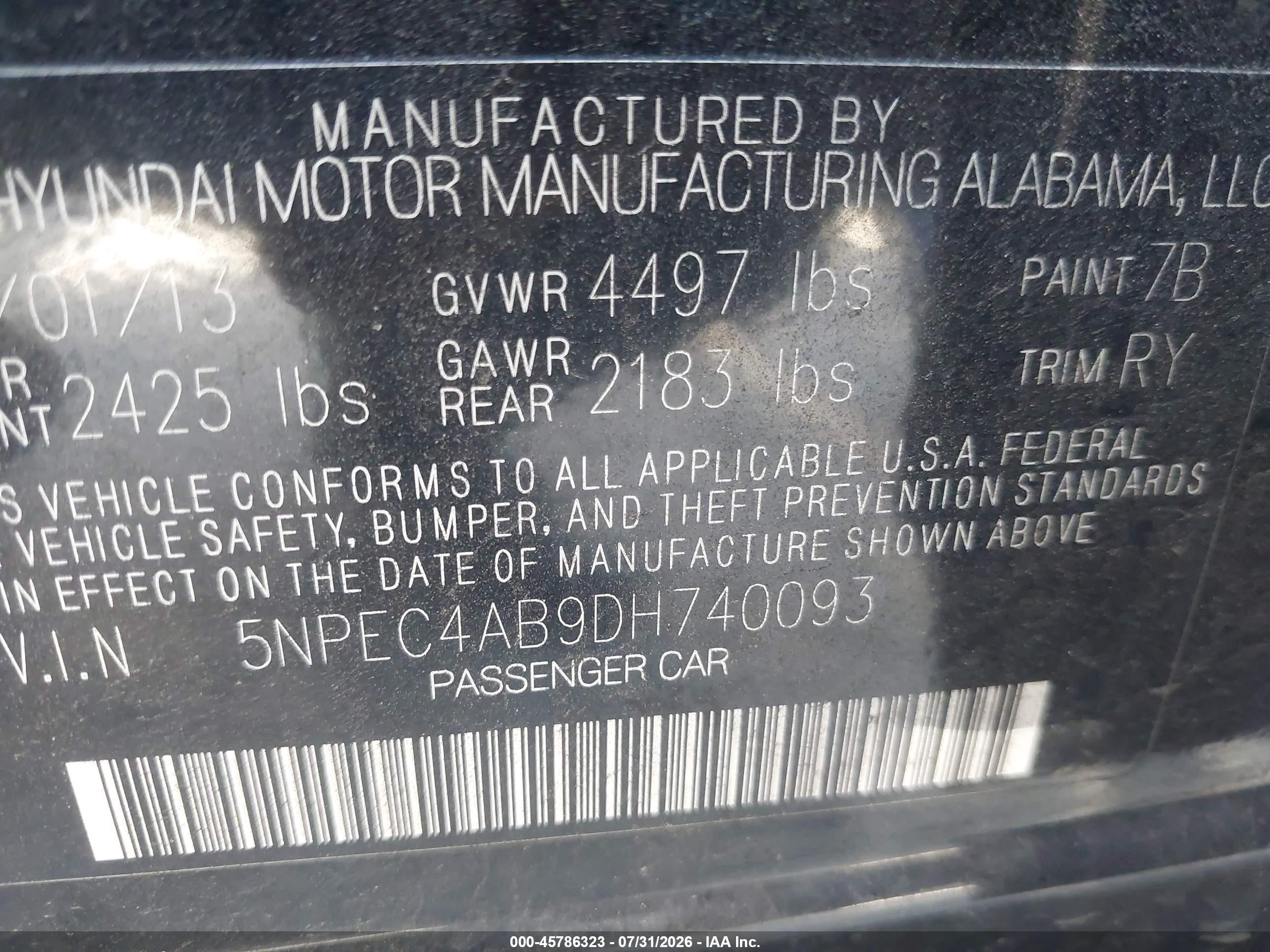 2013 Hyundai Sonata Se 2.0t Black vin: 5NPEC4AB9DH740093