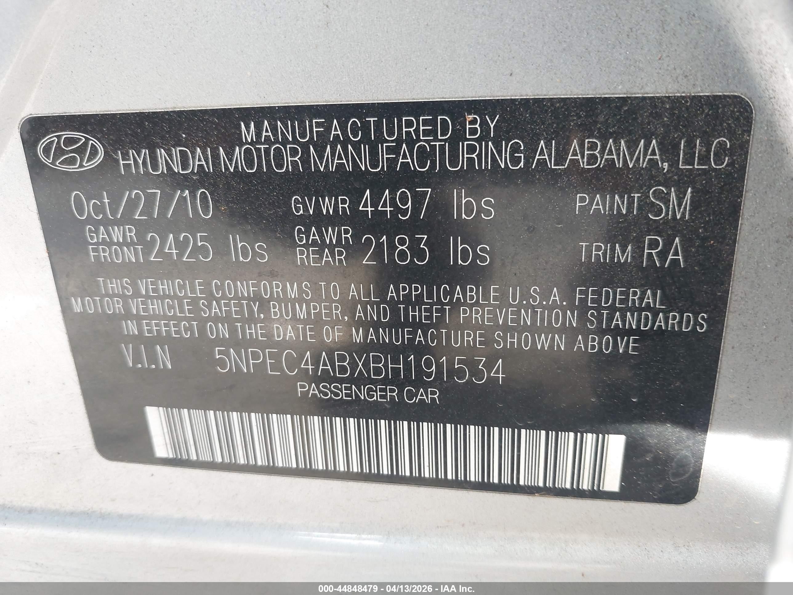 2011 Hyundai Sonata Se 2.0t Silver vin: 5NPEC4ABXBH191534