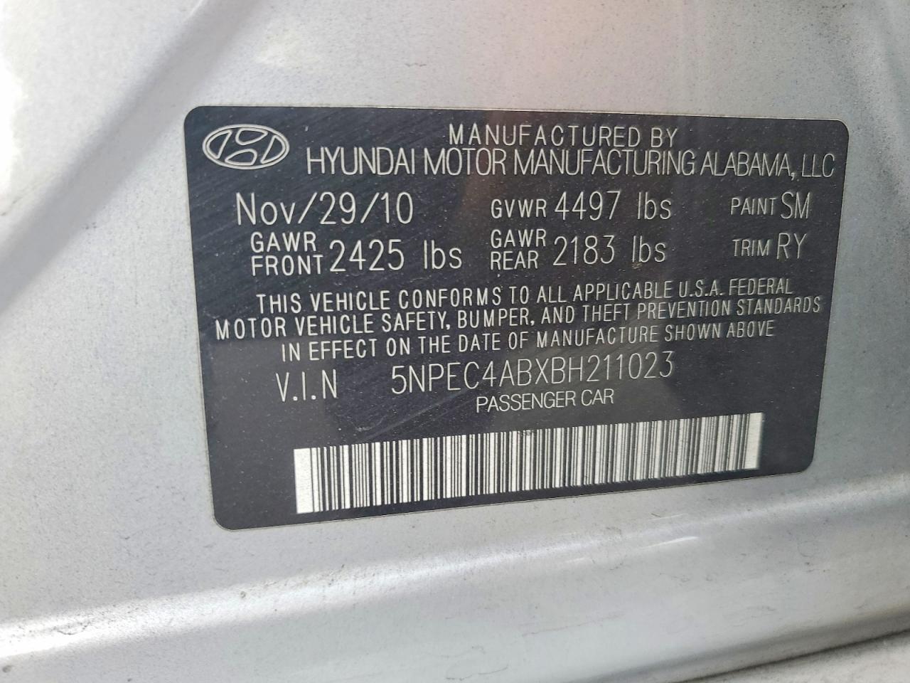 2011 Hyundai Sonata Limited 2.0t Silver vin: 5NPEC4ABXBH211023