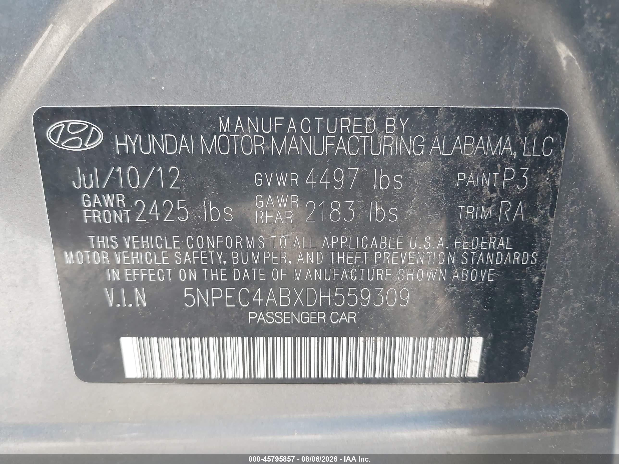 2013 Hyundai Sonata Limited 2.0t Gray vin: 5NPEC4ABXDH559309