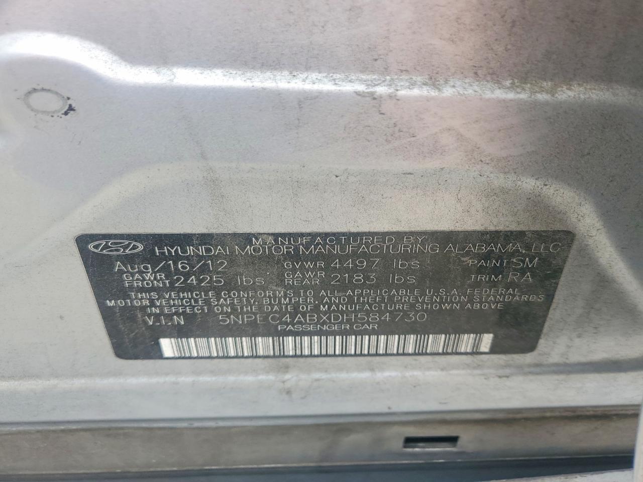 2013 Hyundai Sonata Limited 2.0t Серебряный vin: 5NPEC4ABXDH584730