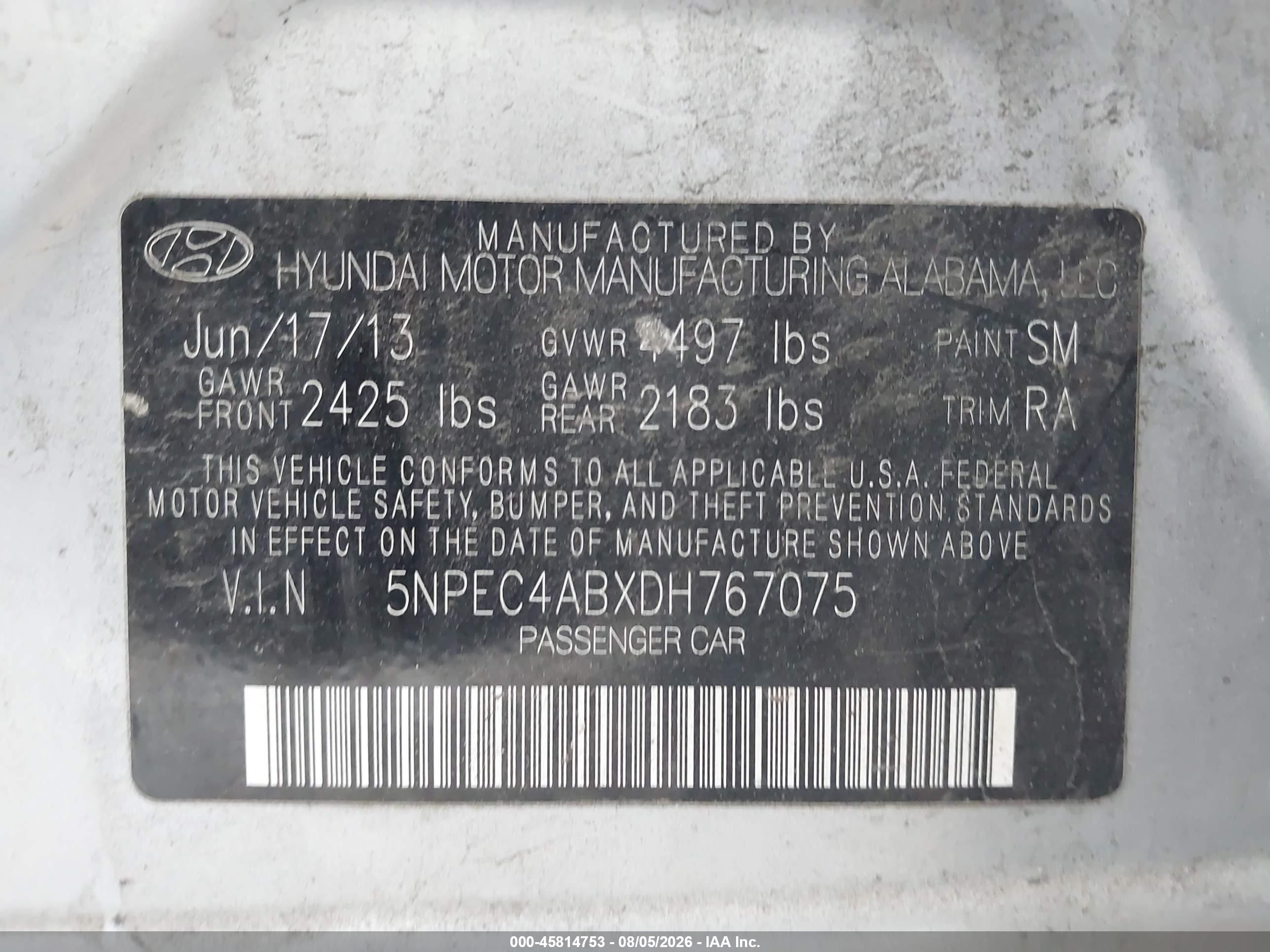 2013 Hyundai Sonata Se 2.0t Silver vin: 5NPEC4ABXDH767075