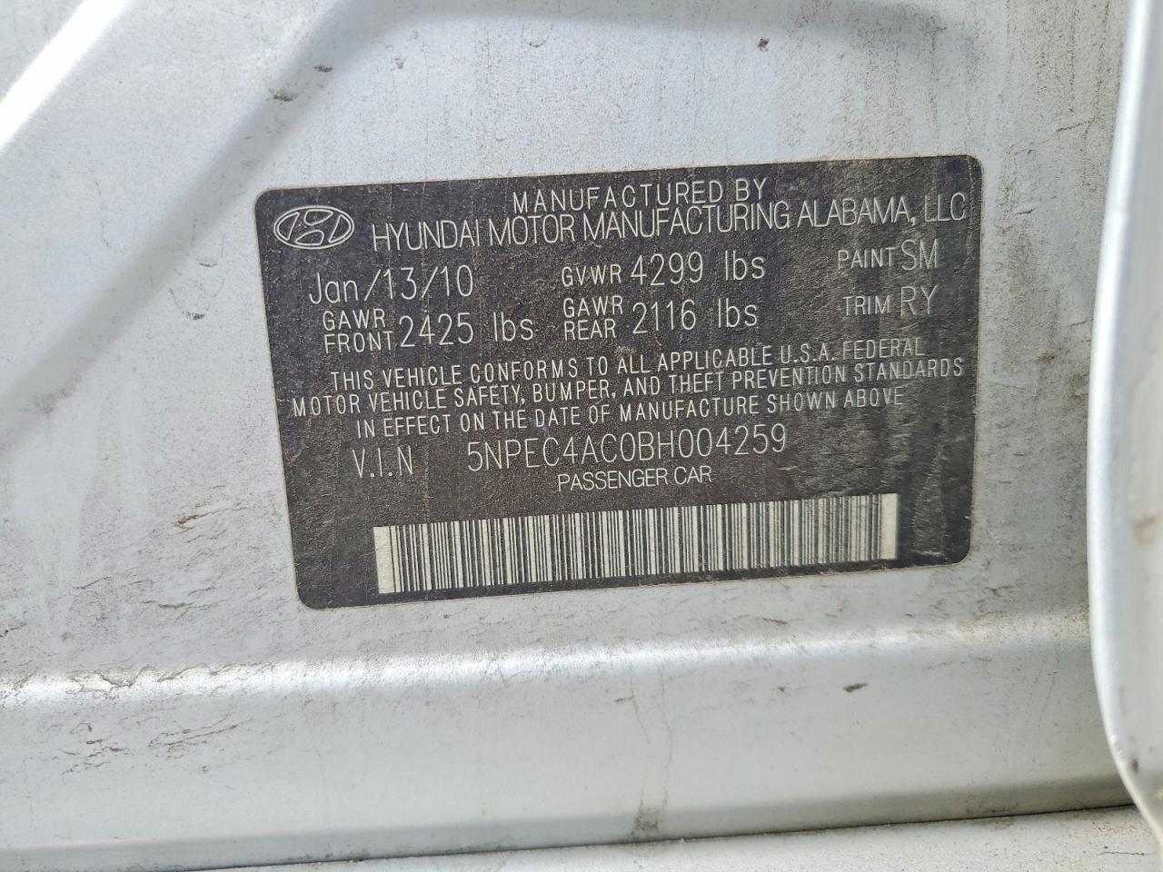 2011 Hyundai Sonata Limited Silver vin: 5NPEC4AC0BH004259