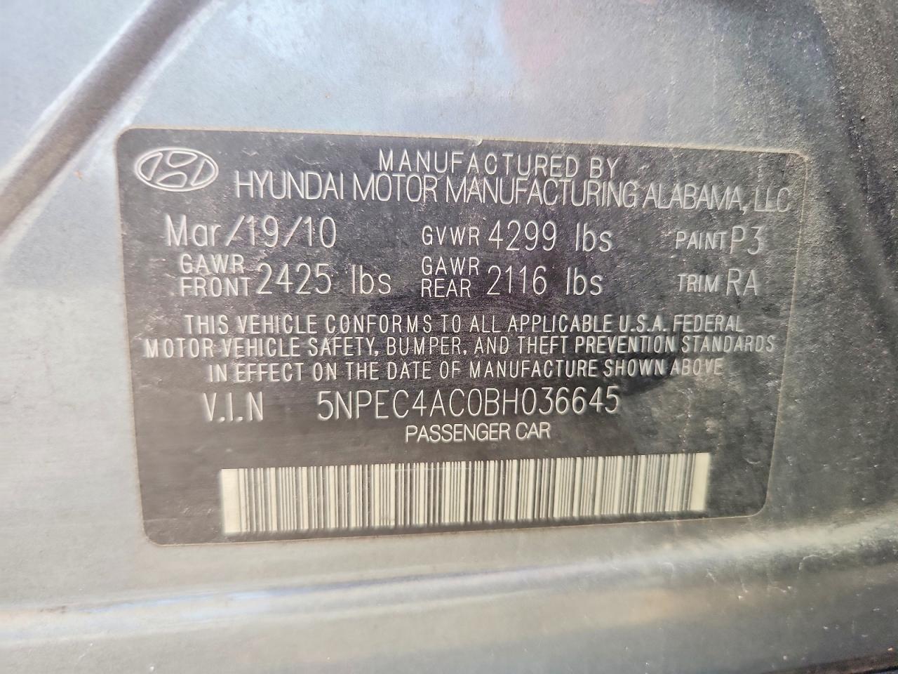 2011 Hyundai Sonata Se Серый vin: 5NPEC4AC0BH036645