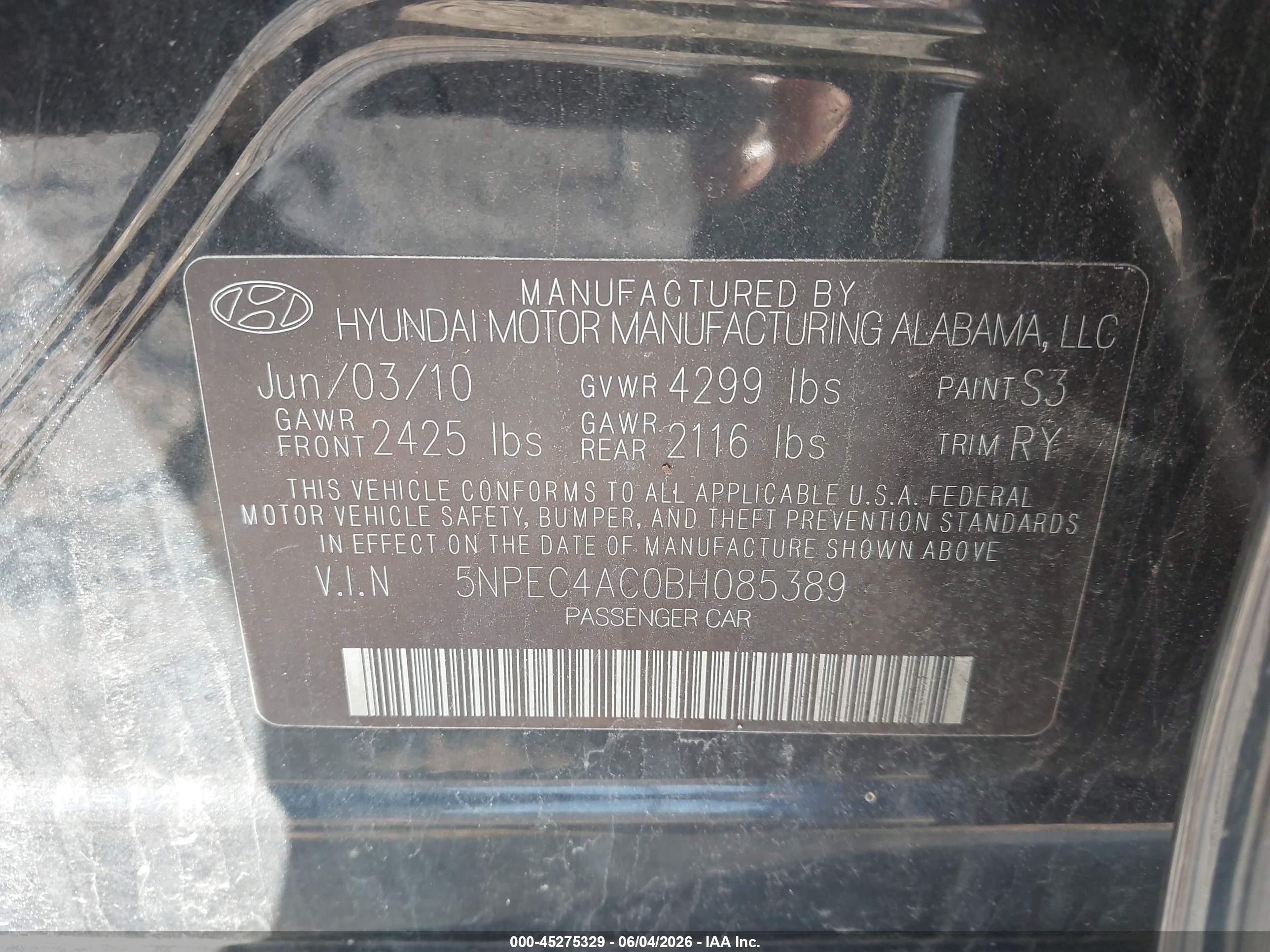 2011 Hyundai Sonata Limited Black vin: 5NPEC4AC0BH085389