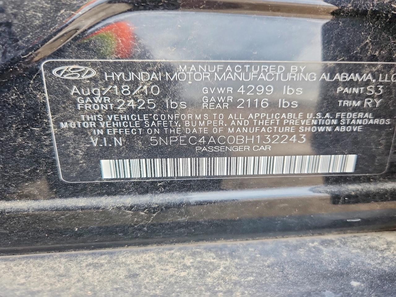 2011 Hyundai Sonata Limited Black vin: 5NPEC4AC0BH132243