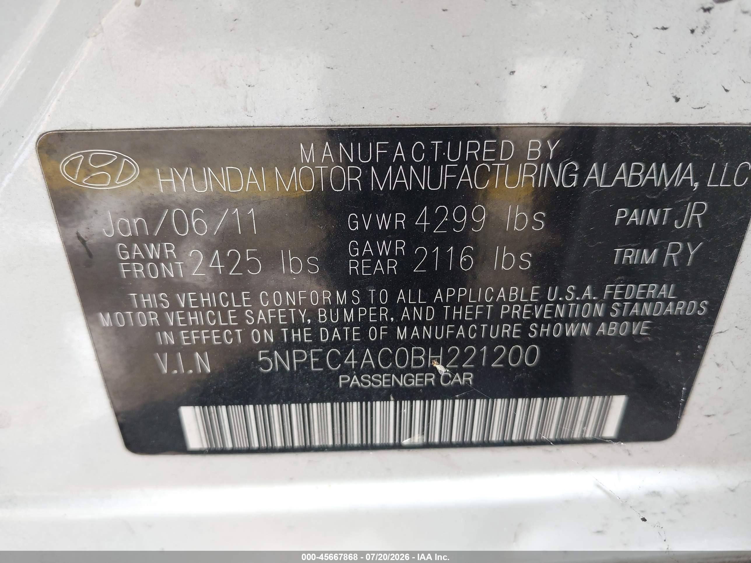 2011 Hyundai Sonata Limited White vin: 5NPEC4AC0BH221200