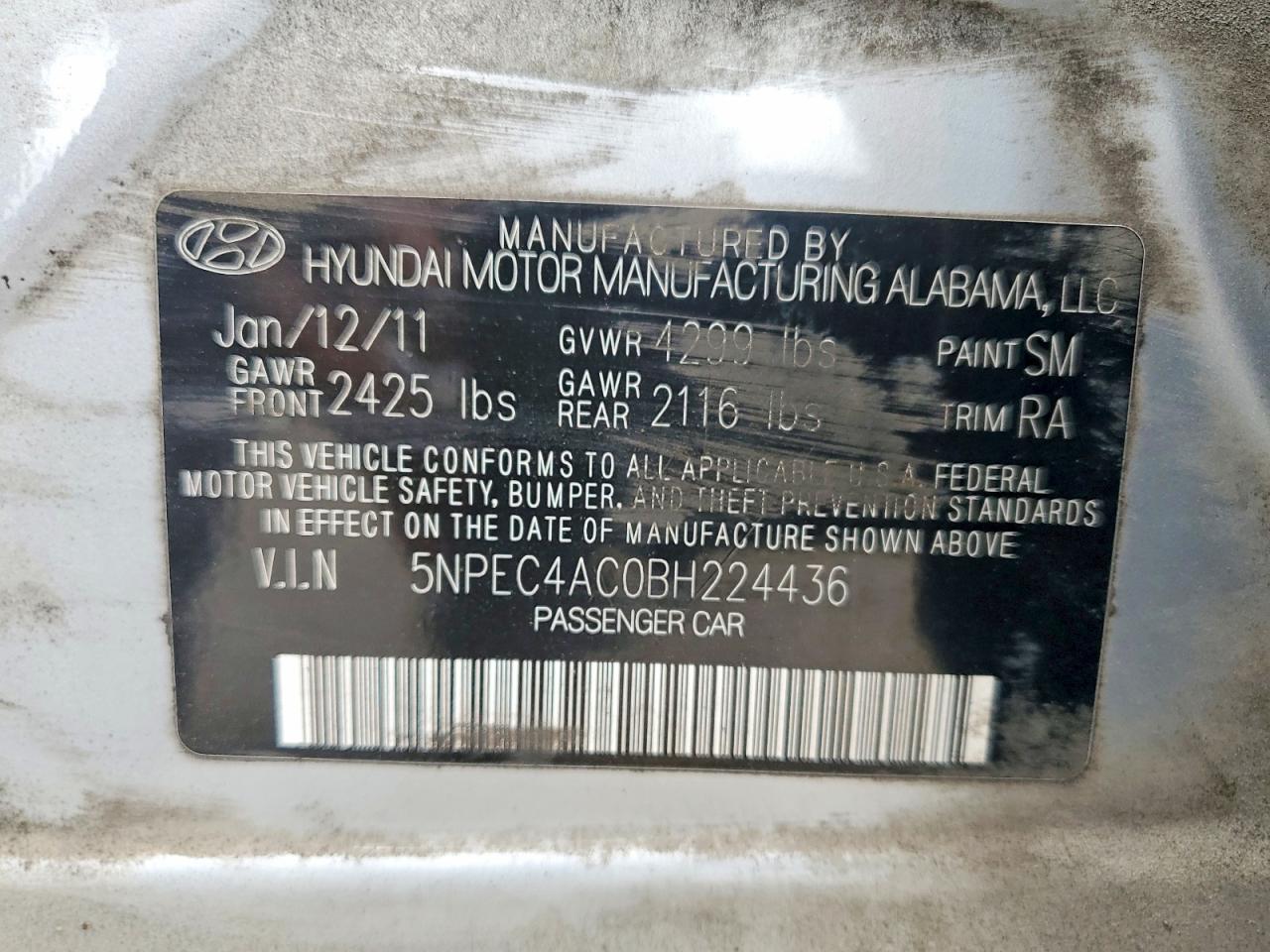 2011 Hyundai Sonata Se Silver vin: 5NPEC4AC0BH224436