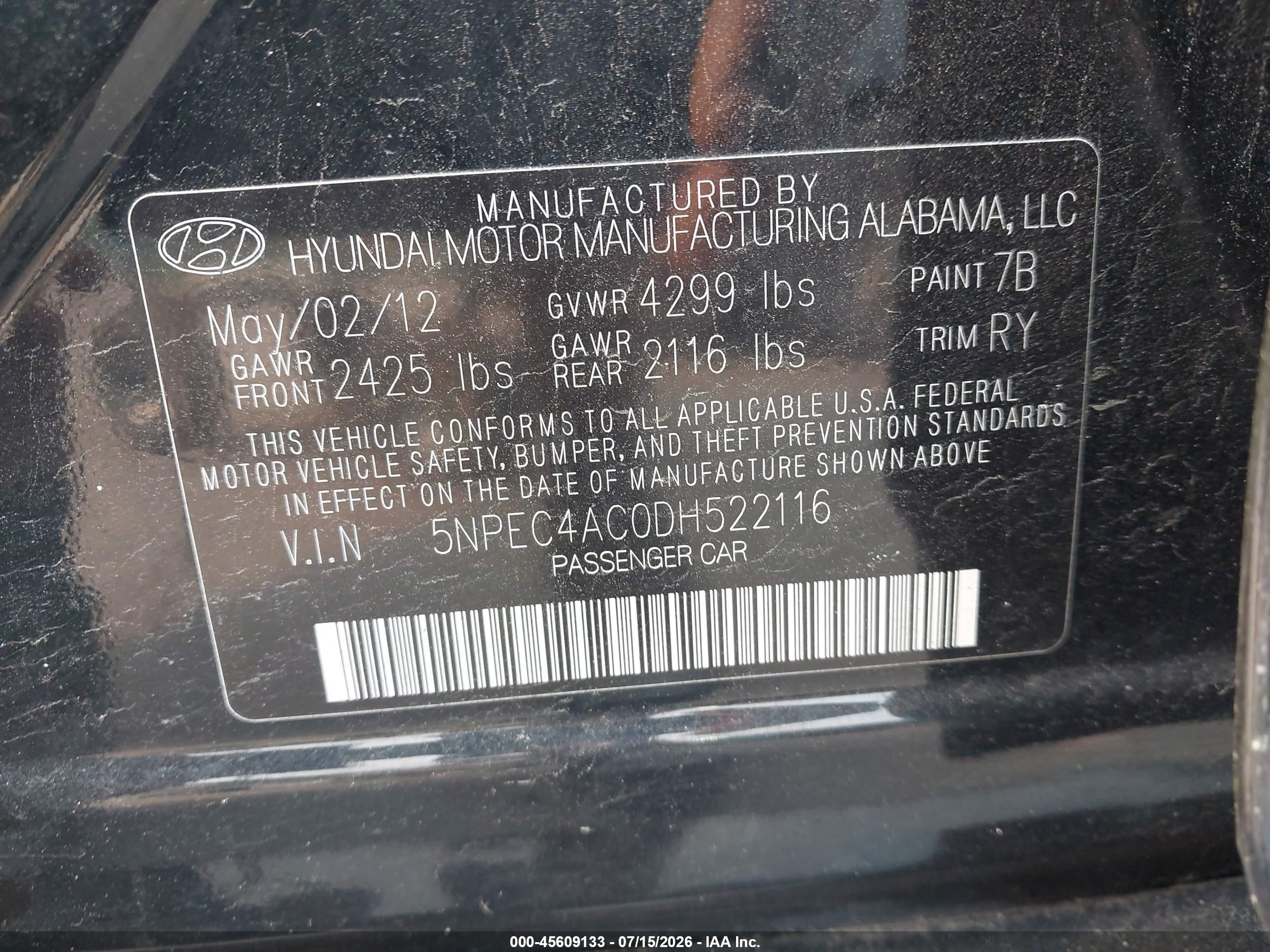 2013 Hyundai Sonata Se Black vin: 5NPEC4AC0DH522116