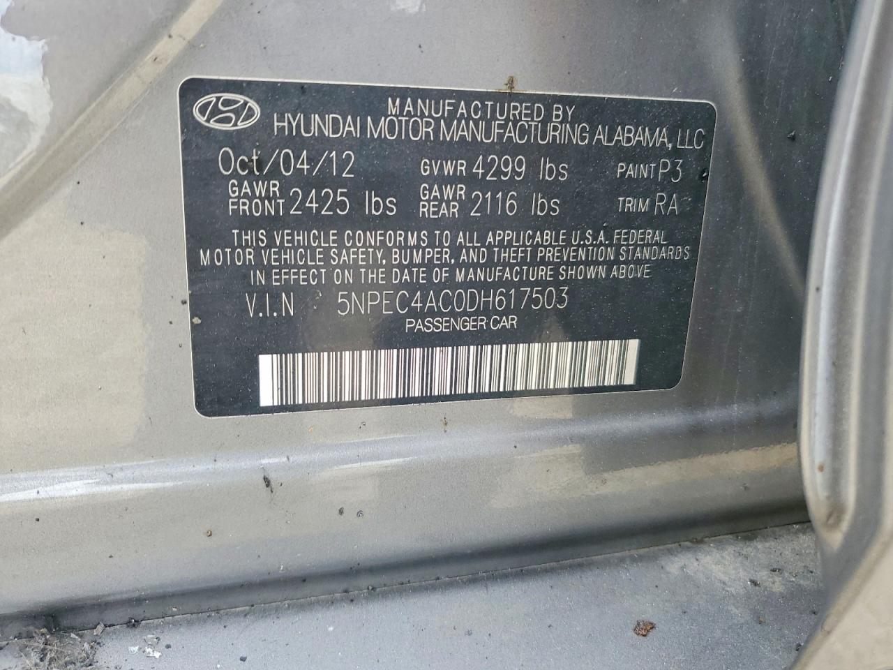 2013 Hyundai Sonata Limited Gray vin: 5NPEC4AC0DH617503