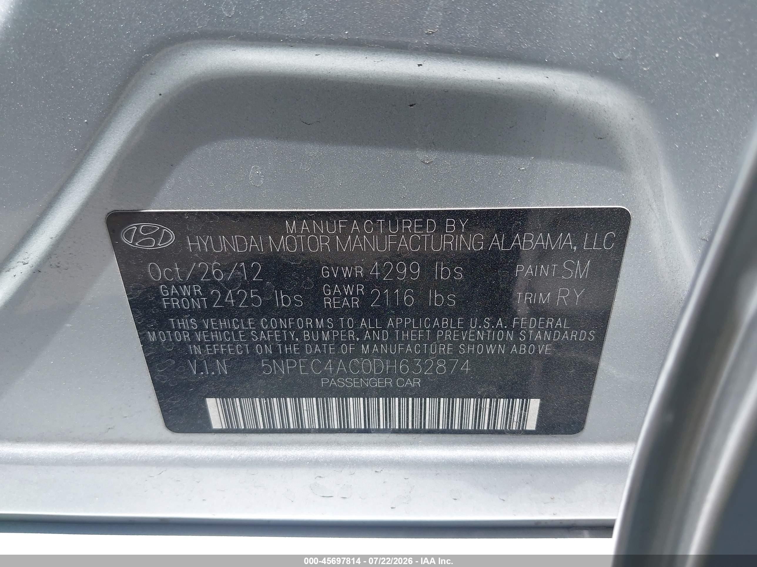 2013 Hyundai Sonata Limited Silver vin: 5NPEC4AC0DH632874