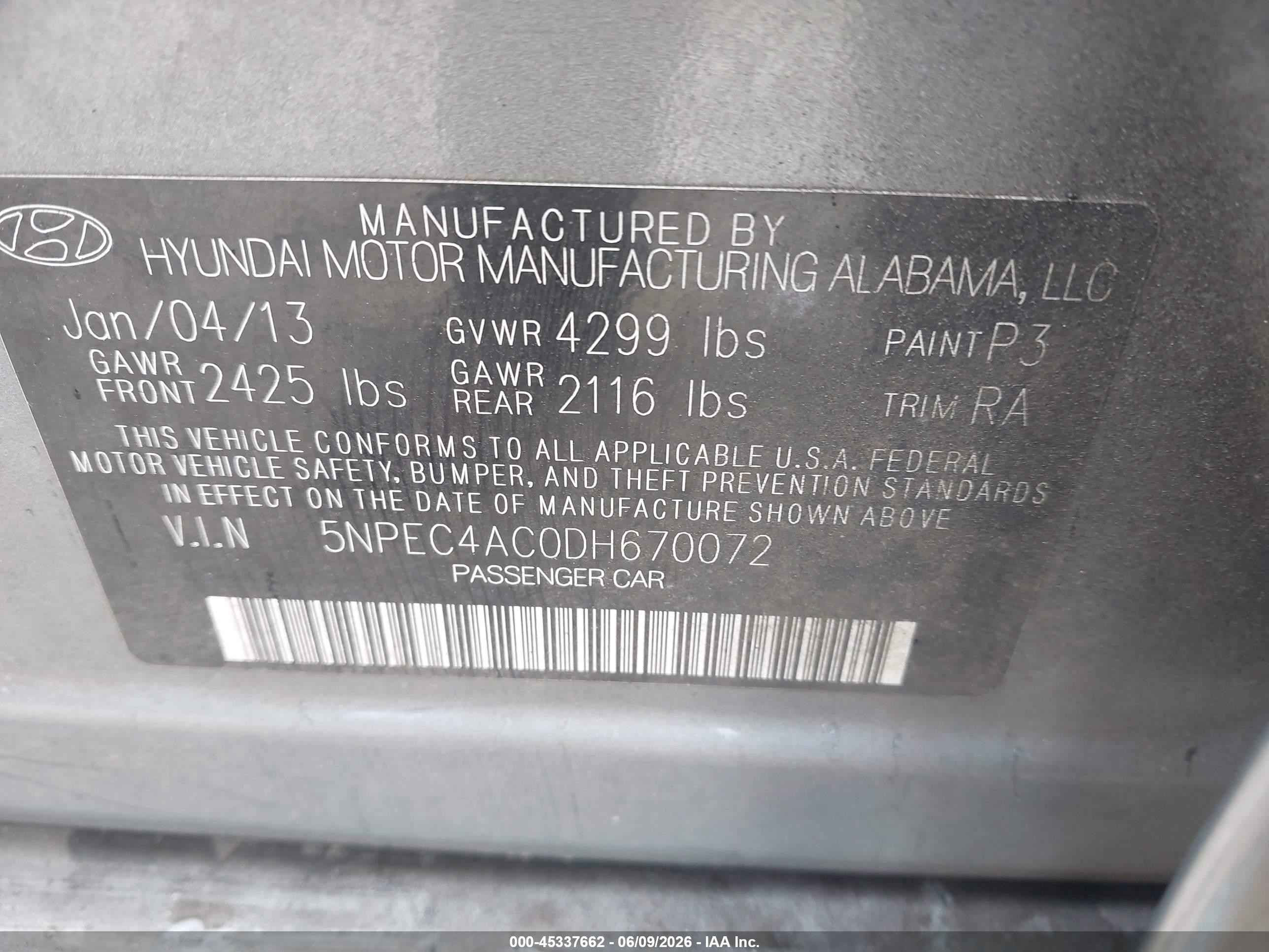 2013 Hyundai Sonata Limited Gray vin: 5NPEC4AC0DH670072