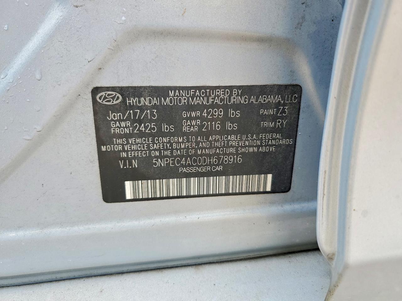 2013 Hyundai Sonata Se Blue vin: 5NPEC4AC0DH678916