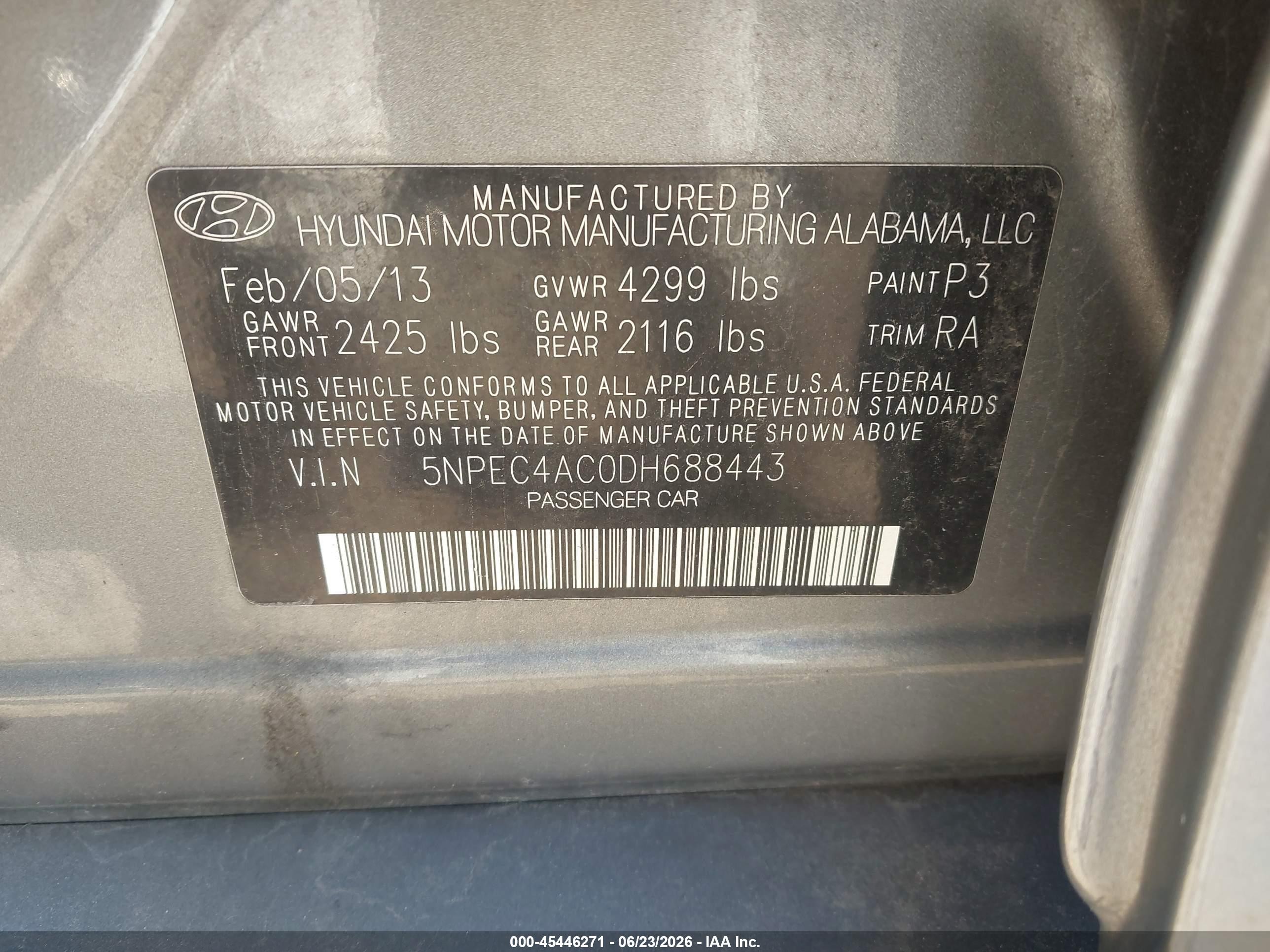 2013 Hyundai Sonata Limited Gray vin: 5NPEC4AC0DH688443