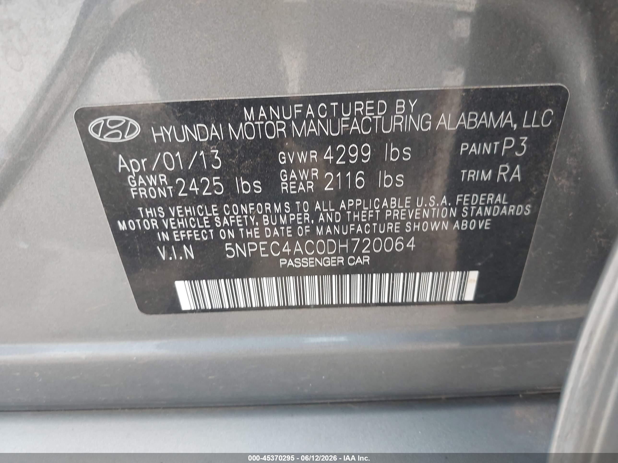 2013 Hyundai Sonata Limited Gray vin: 5NPEC4AC0DH720064
