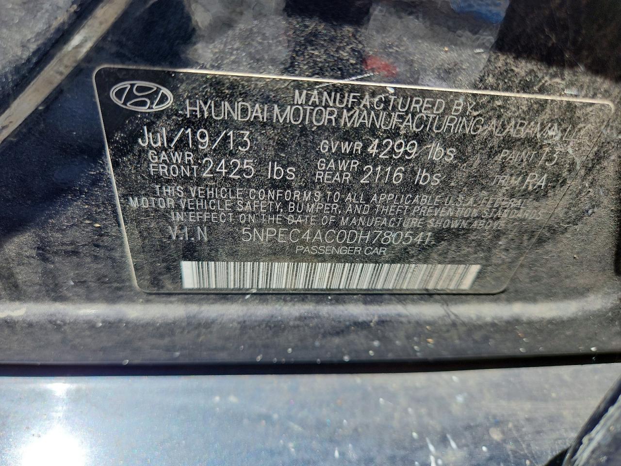 2013 Hyundai Sonata Se Blue vin: 5NPEC4AC0DH780541
