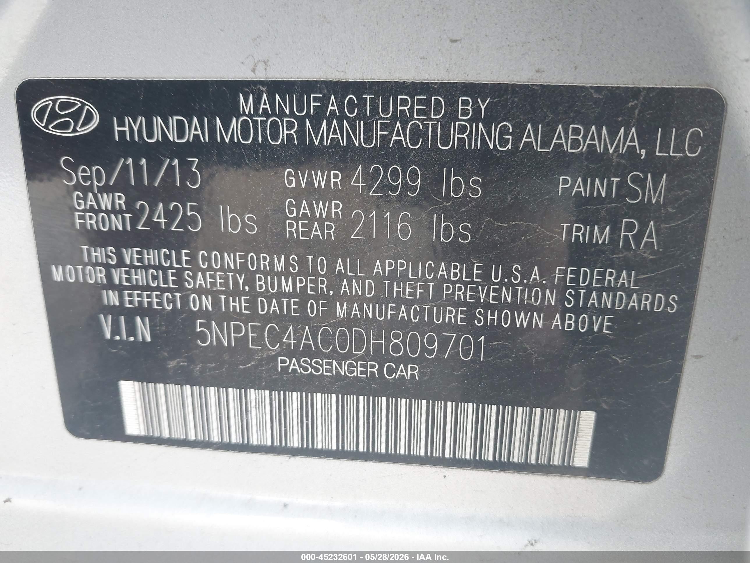 2013 Hyundai Sonata Se Silver vin: 5NPEC4AC0DH809701