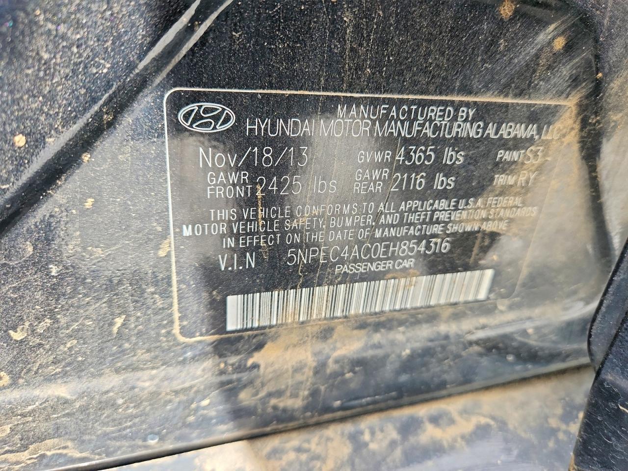 2014 Hyundai Sonata Se Black vin: 5NPEC4AC0EH854316