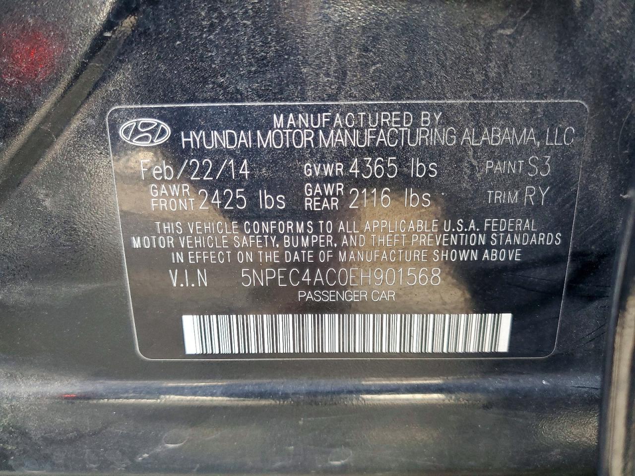 2014 Hyundai Sonata Se Black vin: 5NPEC4AC0EH901568