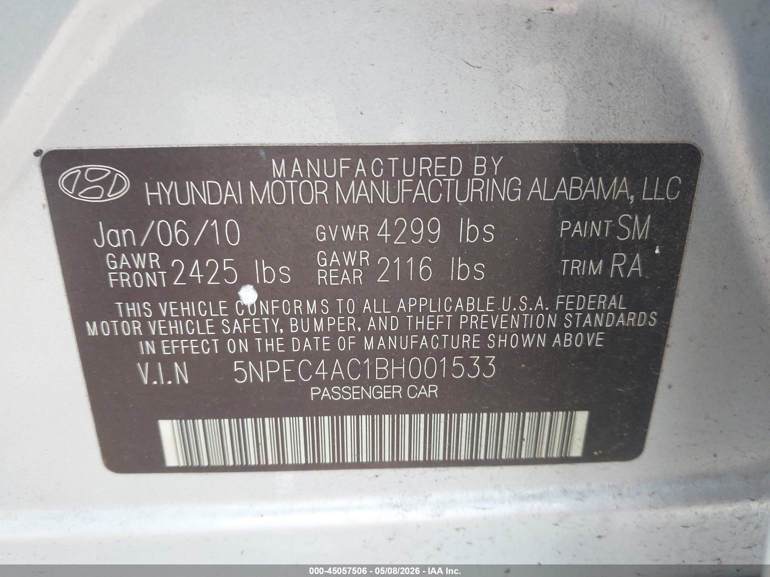 2011 Hyundai Sonata Limited Silver vin: 5NPEC4AC1BH001533